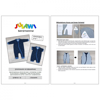 JULAWI Baby-Schlafanzug Papierschnittmusster Vorschau